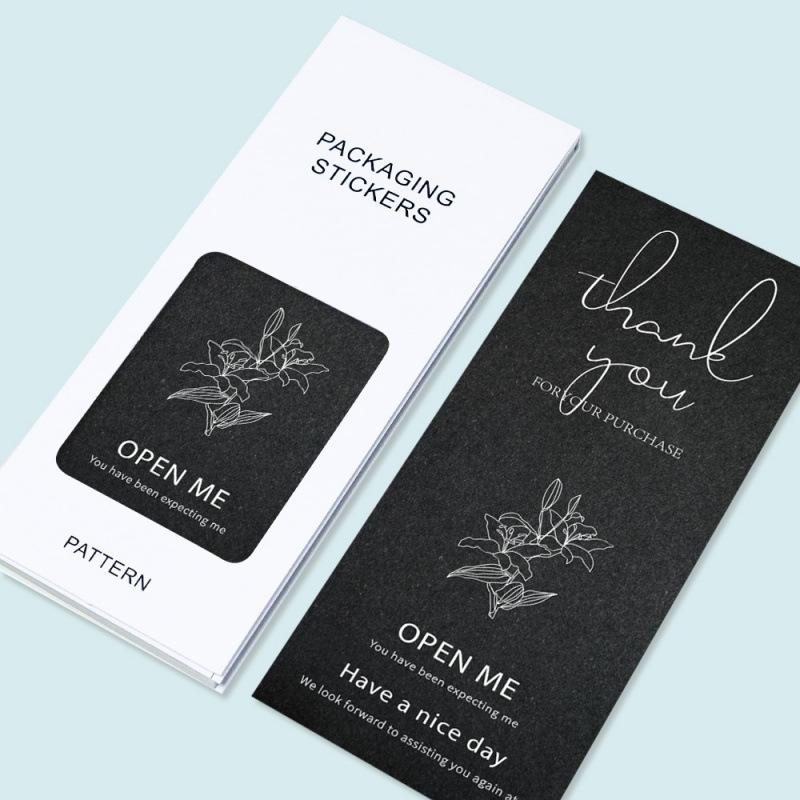 Pack of 50 White Retro Style Long Strip Rectangular Stickers