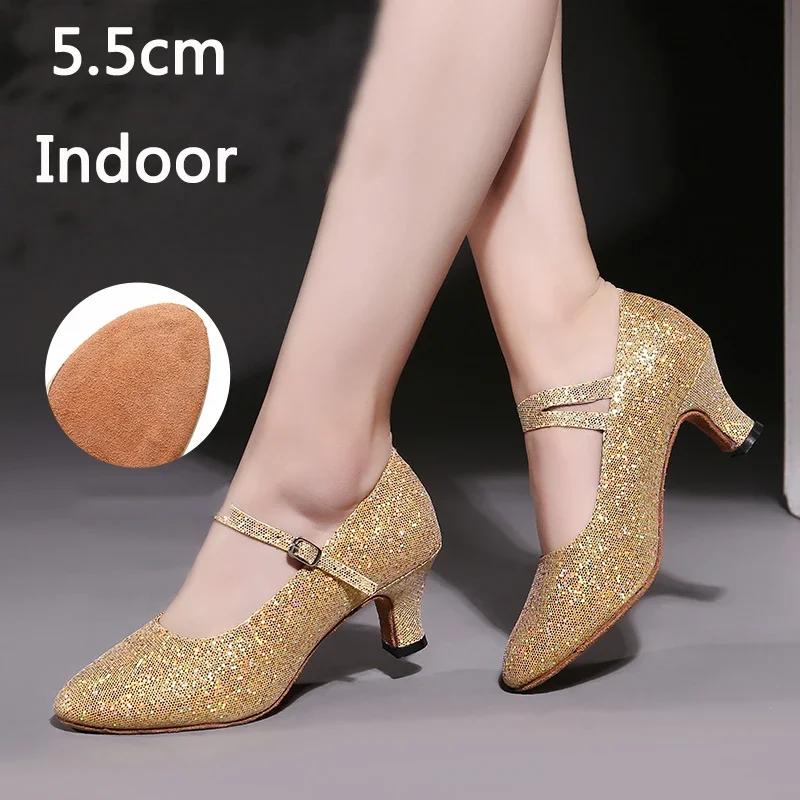 Tênis de Salão Sapatos de Dança Latina para Interior/Exterior Feminino Sola Macia Sapatos de Dança Dedos Fechados para Dança Moderna Jazz Tango