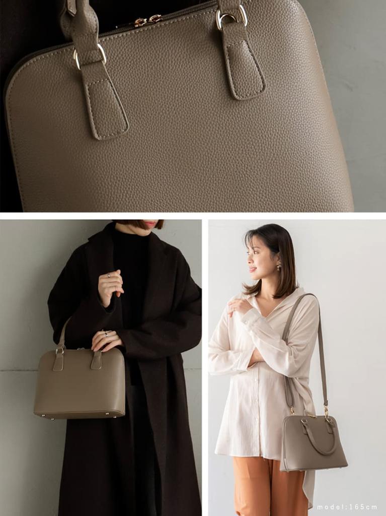 VITAFELICE Handbag Gray Women's Zip-Around 2-Way (blpa-p1406) (Shrunken Beige)
