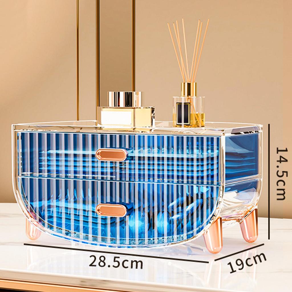 2 Tiers Cosmetic Storage Box Desktop Case Large Capacity Portable Makeup Organizer