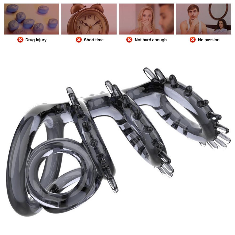 Silicone Penis Enlargement Sleeve Reusable Penis Extender Ring Dildo Enhancer Anal Sex Toys For Men No Vibrator For Women