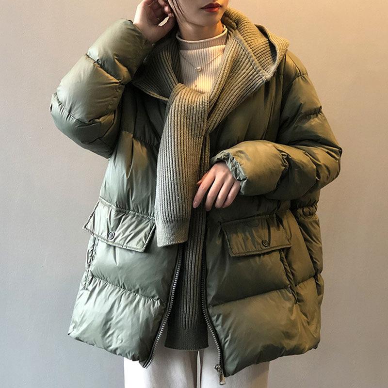 New down jacket women's short detachable knitted hooded shawl design sense niche winter coat tide