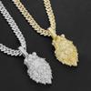 European and American Hip Hop Full of Zircon Lion Head Small Pendant Cuban Chain Necklace Street Rap Style Jewelry Accessories