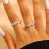 2pcs Set Trendy Dopamine Stainless Steel Geometric Enamel Glaze Opening Rings for Women Girl Fold Wear Finger Jewelry Sets