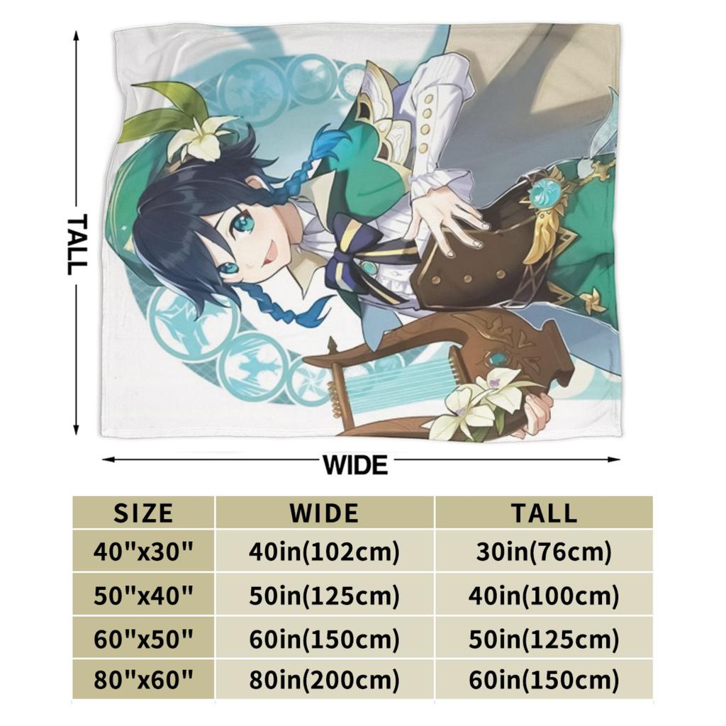 Genshin Impact Venti Blankets Velvet Summer Air Conditioning Barbatos Anime Multi-function Warm Throw Blanket for Bed Car Quilt