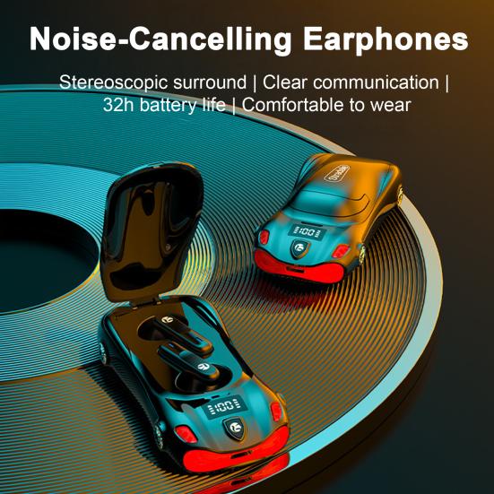 1 Pair Mini Wireless Earphones Ergonomic Noise Cancelling HiFi Sound Bluetooth-compatible 5.4 Earbuds LED Display Sports Car Case Running Headphone
