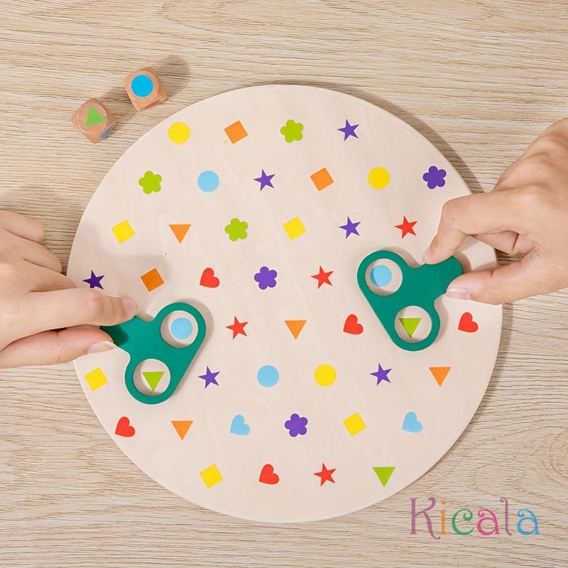 Holz-Tischspiel, Eltern-Kind-Interaktives Spiel Puzzle Formen Zuordnungsspielzeug Konzentrationstraining Bildersuchspielzeug