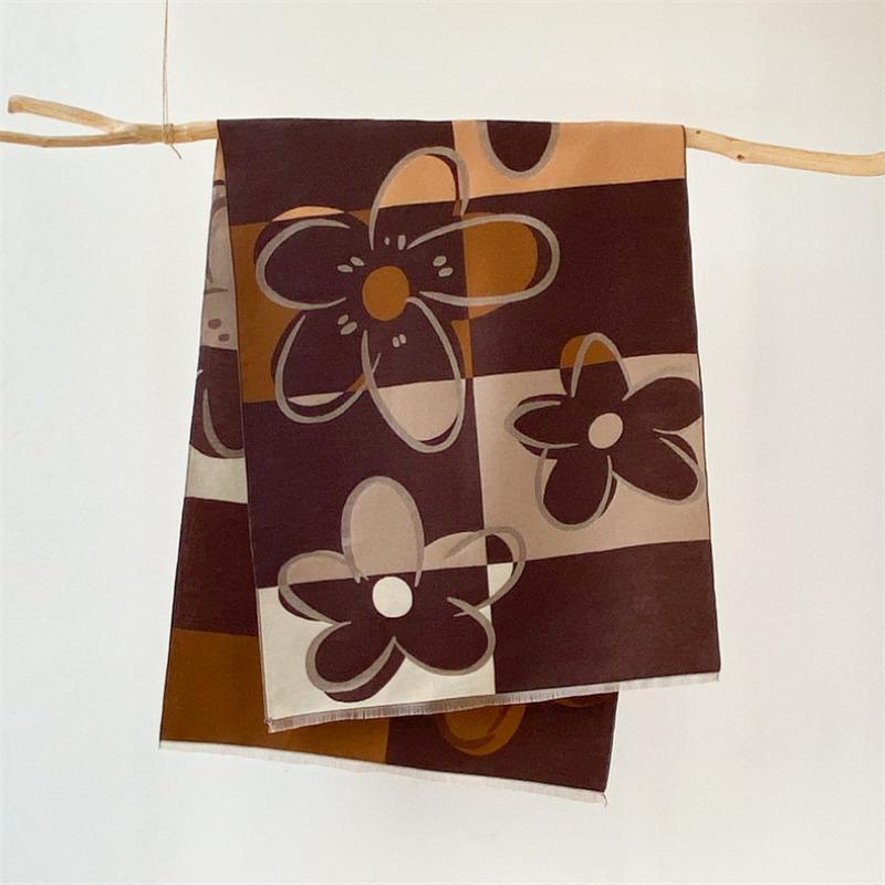 Winter wind imitation cashmere shawl thickened warm fringed scarf with winter coat femininity high sense