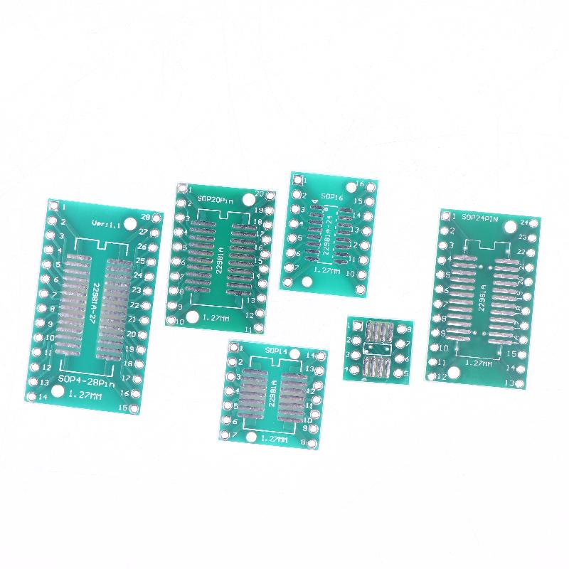 Hot Sale 30/35Pcs SOP24 SOP8 SOP14 SOP16 SOP20 SOP28 SMD Turn To DIP Adapter Converter Plate SOP 8 14 16 20 24 28 PCB Board Kit