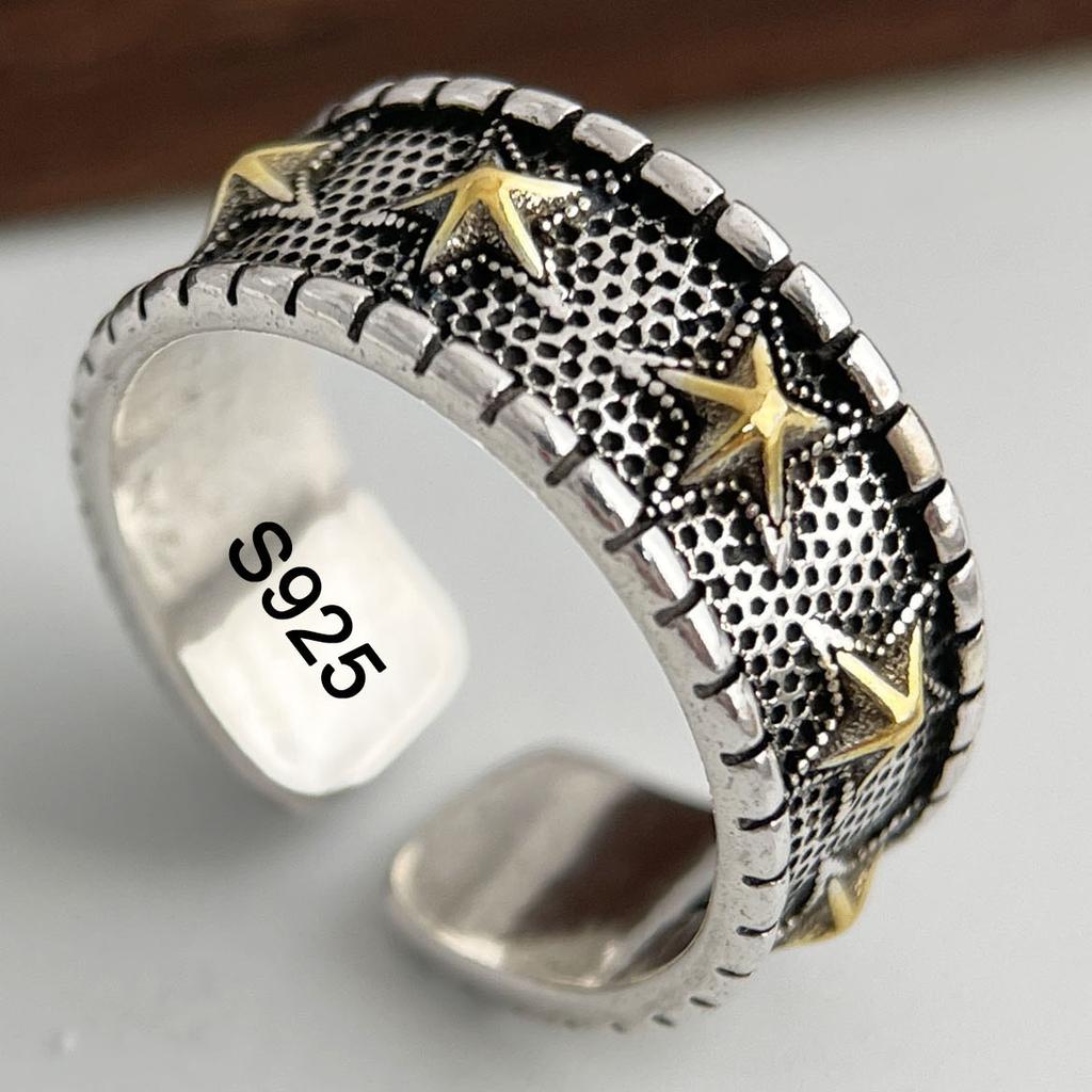 925 Sterling Silver Rings for Women Couple Minimalist Handmade Simple Retro Flower Heart Ring Fine Jewelry Gift Prevent Allergy
