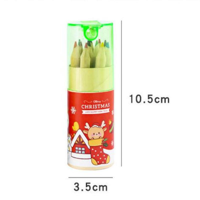 12 Color Christmas Pencil Filled Graffiti Art Painting Brush Drawing Pencils Sketching Pen Stationery Supplies Christmas Gifts