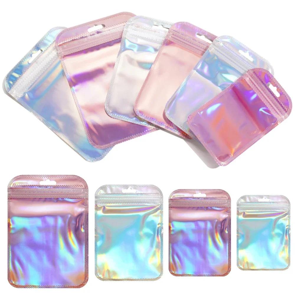 50pcs Holographic Bags Mylar Bags Resealable Bag Foil Pouch Party Favor Bag Coffee Storage for Jewelry Small Business Packaging