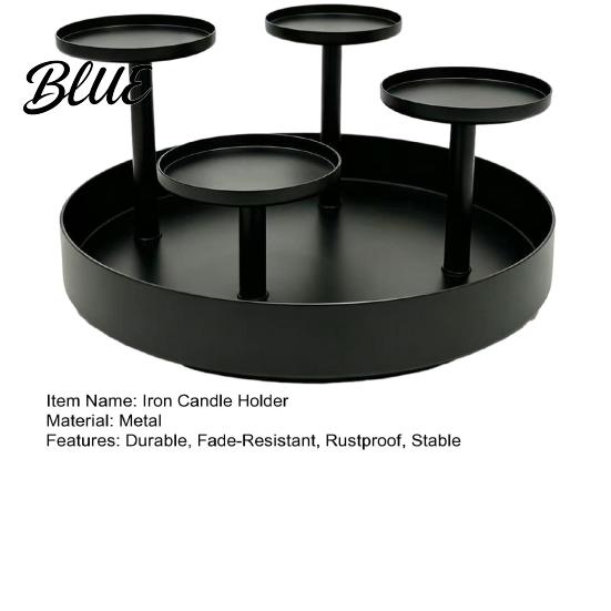 Indoor Ambient Lighting Elegant Fireplace Holder Circular Pillar Candle Stand Metal 4-Pillar Tiered Mantle Decor