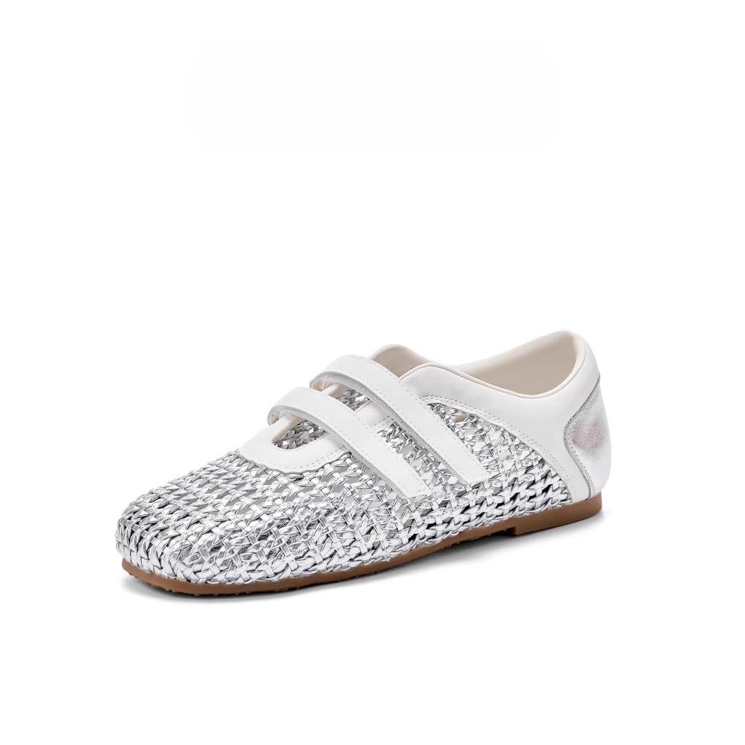 

Женская Повседневная Обувь 2026 Лето Новая Мода Плетеная Ажурная Роскошная Обувь Мэри Джейн Сетчатая Дышащая Легкая Удобная Лоферы 35 серебряный