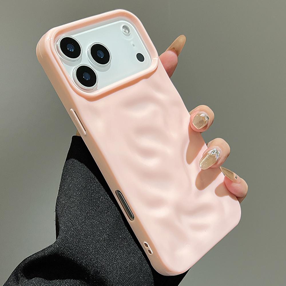 Fashion 3D Wrinkled Texture Phone Case For 17 16 15 14 13 12 11 Pro Max 16 Plus Air Silicone Shockproof Candy Back Cover