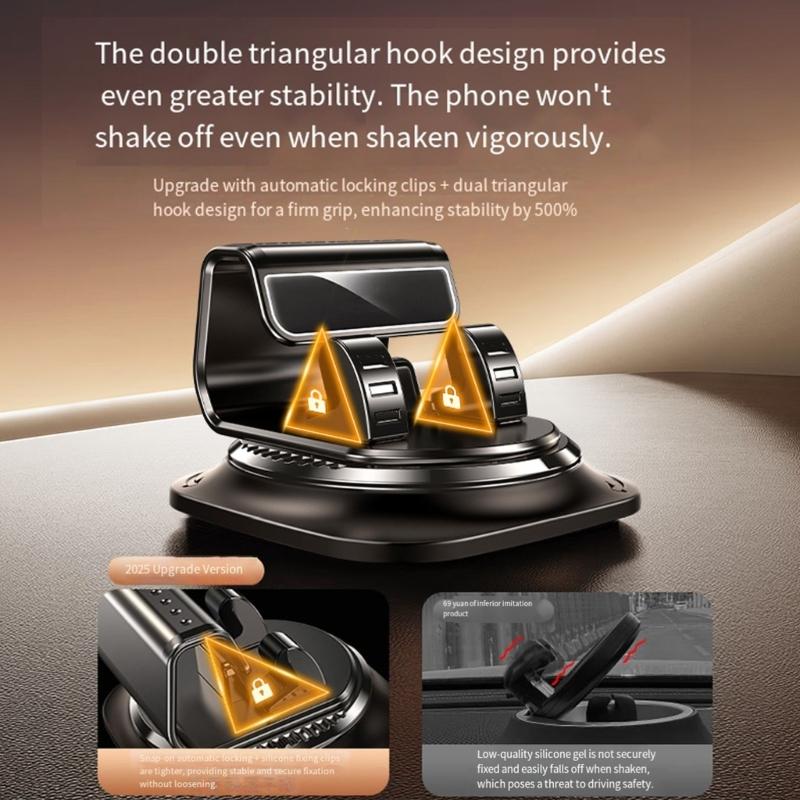 Easy Installation 360 Degree Rotating Holder Bracket Car Phone Holder Dashboard Mount Holder for Most Cellphone Models