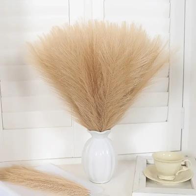 5pcs 42cm Artificial Pampas Grass Simulation Feather Wedding Props, Reed Hair Boho Home Decoration