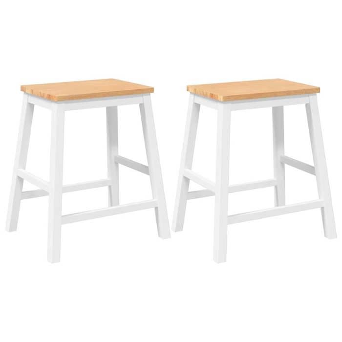 VidaXL Chaises de bar 2 pcs blanc bois massif d'hévéa, chaise, tabouret de bar de cuisine, chaise de restaurant, tabouret de 4102581