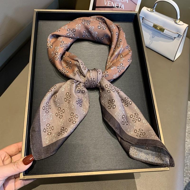 Vintage Floral Square Scarf Women - Lightweight Cotton Blend 70x70cm Elegant Office Casual Accessory