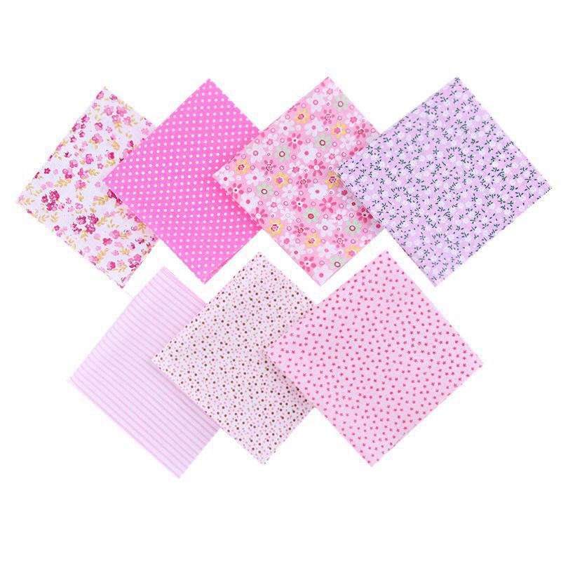 7pcs Quilting Patchwork Party Craft Fat Quarter Bundles Handmade Fabric Sewing Cotton Dolls Clothing 25x25cm