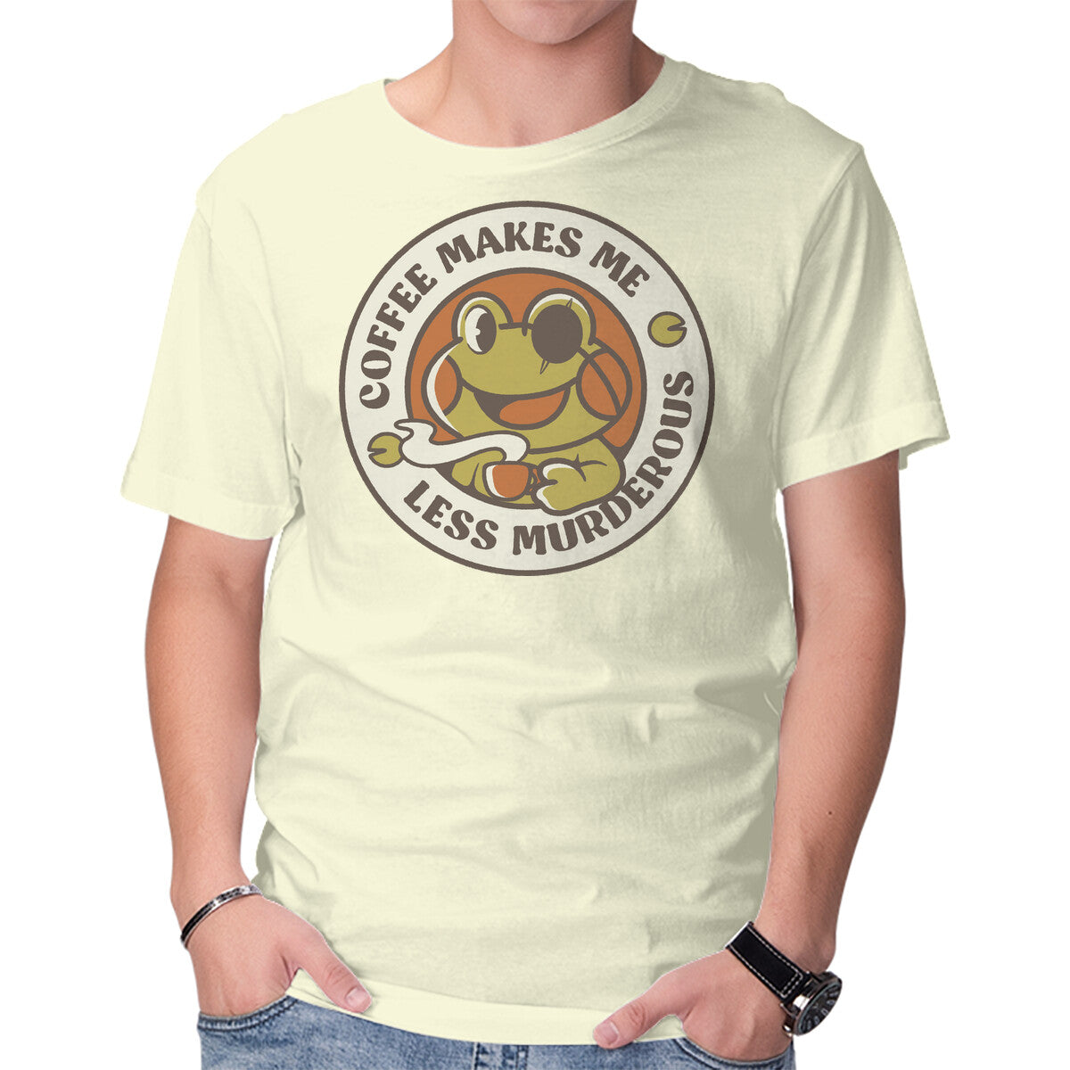 Unisex Crew Neck T-Shirt Less Murderous Frog Graphic Short Sleeve Casual Tee S
