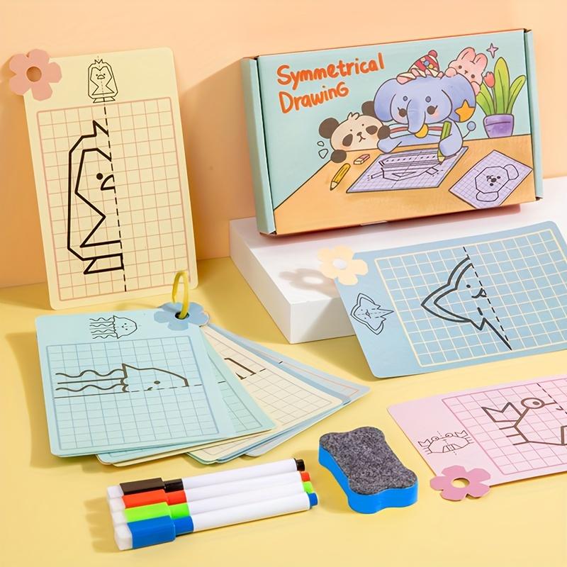Symmetrical Drawing Training Book, Erasable Focus Control Art Toy, Educational Creative Playset with Markers and Eraser