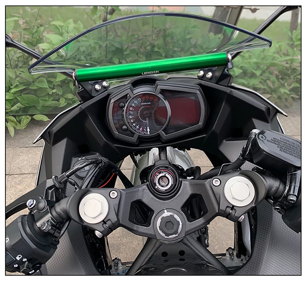 LEDISHUN Motocyklowa Belka Mocująca do Zwiększenia Wysokości Szyby o 20 mm NINJA400/NINJA250, Uchwyt Wielofunkcyjny, (Zielony)