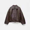 Women's Brown Faux Leather Pilot Jacket with Belt