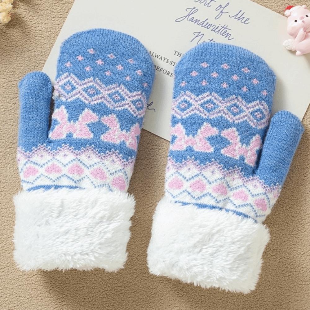Fleece Lined Children's Mittens Double Layer Kids Warm Gloves New Winter Mittens  Winter Wear