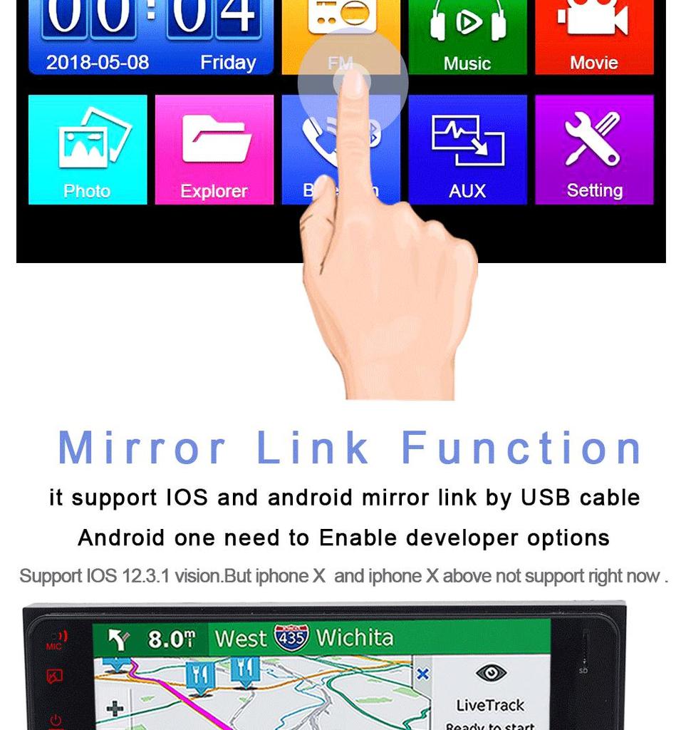 Compatible 7-inch Bluetooth MP5 Player for Toyota Corolla with Phone Connectivity and Navigation