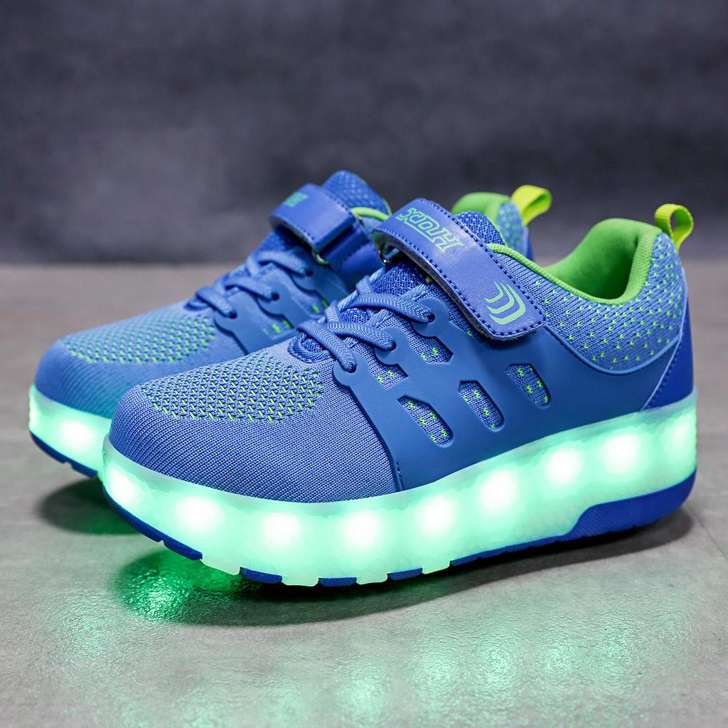 Men and women children runaway shoes with lights roller skates double wheel charging skates young and young wheels flash