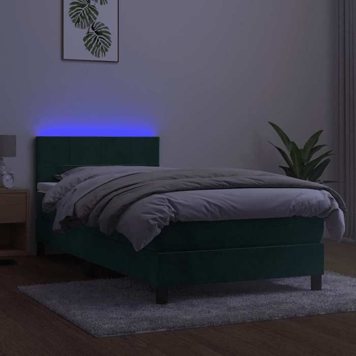 Maison Exclusive - Sommier à lattes de lit et matelas et LED Vert foncé 90x190 cm