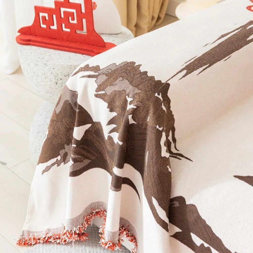 Chinese New Year Red Sofa Cover Towel  New Sofa Cushion Lazy One Piece of Four Seasons Universal Chenille Blanket Carpet