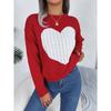Women's Sweatshirt Autumn/Winter Cable-Knit Heart-Pattern Long-Sleeved Pullover Valentine's Day Ladies' Knitwear
