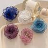 Cloth Simulation Flower Hair Claw Mesh Flower Claw Clip Elegant Camellia Shark Clip  Girl