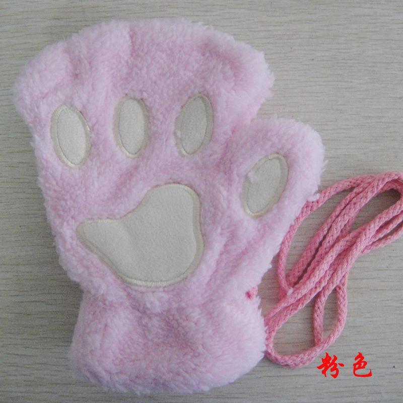 Trendy Unisex fluffy cat xmas bear Fingerless Mittens Gloves Paw gift Pair of gloves chic women