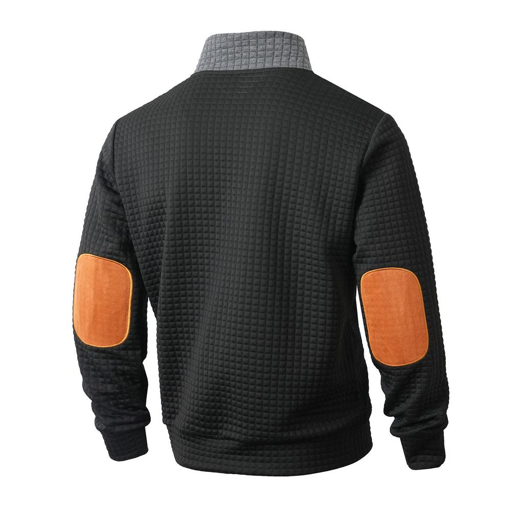 Men's Cable Knit Pullover Sweater Casual Long Sleeve Stand Collar 1/4 Button Up Fall Winter Sweatshirts