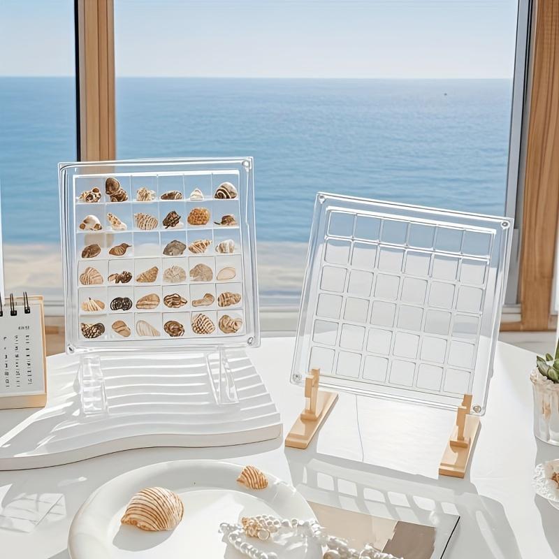 Acryl-Muschel-Displaybox mit 36 Fächern und Magneten, Langlebige Seestern-Schmuckaufbewahrungsbox für Perlen, Nägel, Schmuck