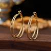4CM Big Double Layers Hoop Earring for Women Hiphop Rock Temperament Simple Gold Color Circle Round Zircon Brincos Orejeras
