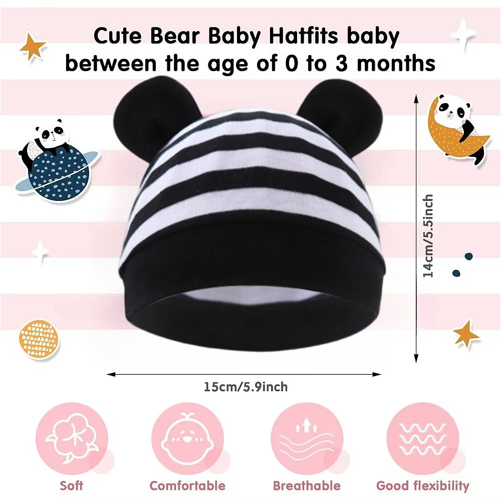 6 Stück/Set Neugeborenen Bärenohren Babymütze, 0-3 Monate Männliches Baby Weibliches Baby Kleinkindmütze, Baby Strickmützen, Geeignet für den täglichen Gebrauch