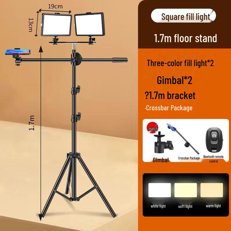 Dual Light No-Shadow Phone Stand: Live Stream Selfie Fill Light for Desktop & Professional Food Photography.