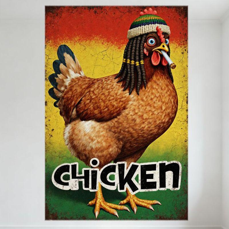 

Retro Gritty Anthropomorphic Chicken Smoking Cigarette Tin Sign - Vintage Metal Poster for Bar Pub Home Wall Decor 20x30cm（7.8x11.8inch）