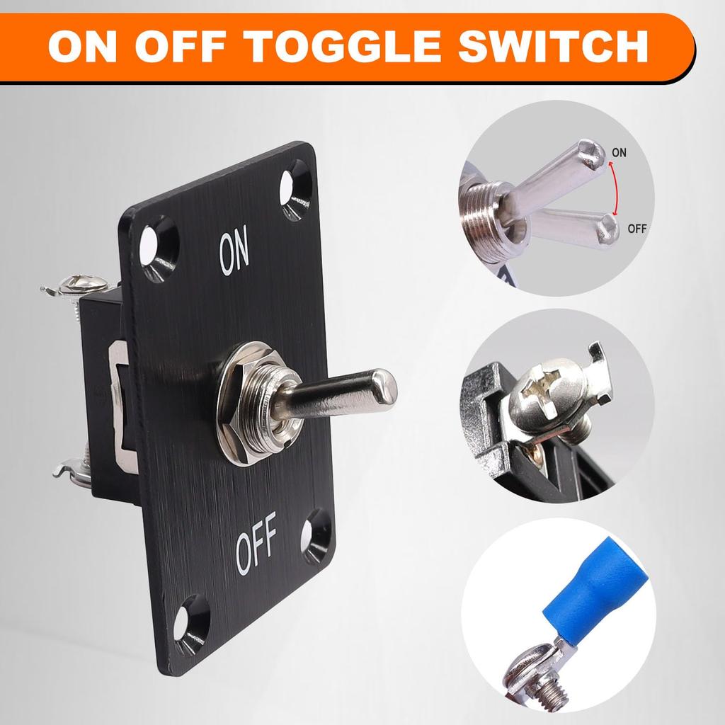 Weideer Toggle Switch 12V 30A Heavy Duty Waterproof Toggle Switch ON/Off 2 Pin 2 Position SPST with Mounting Panel Waterproof Cap for Auto Car Marine