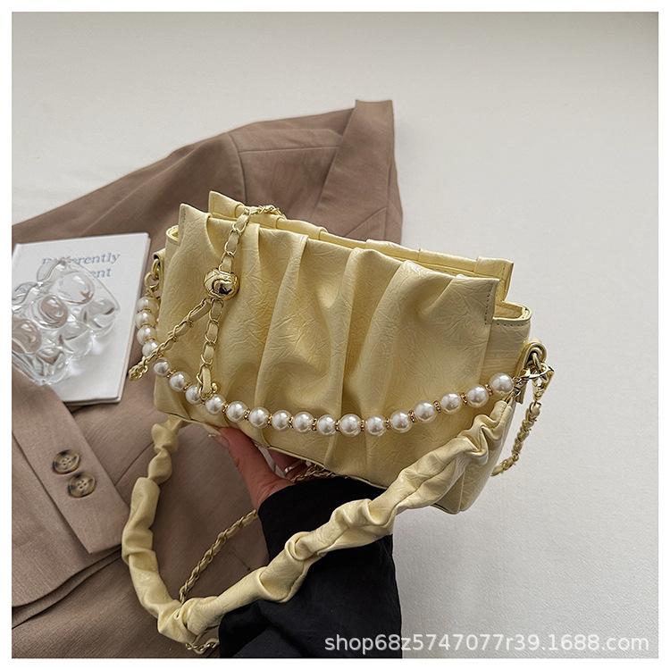 French texture handbag women's small bag 2025 new pleated cloud bag versatile trend shoulder messenger bag