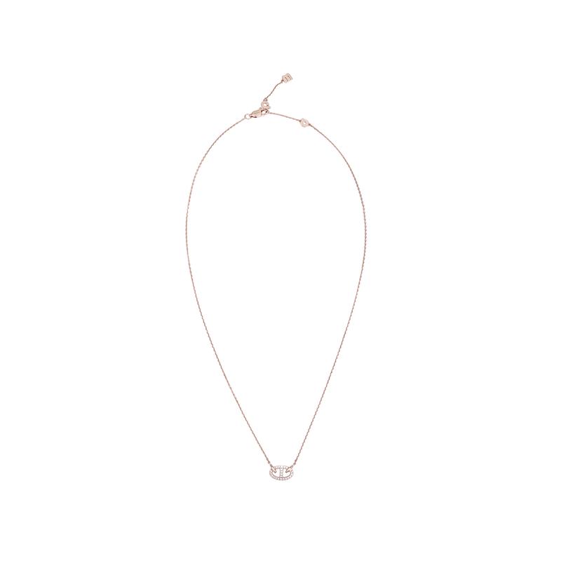 APM Monaco Pig Nose Ring Buckle Synthetic Cubic Zirconia Necklace Women's Rose Gold PC7548OX