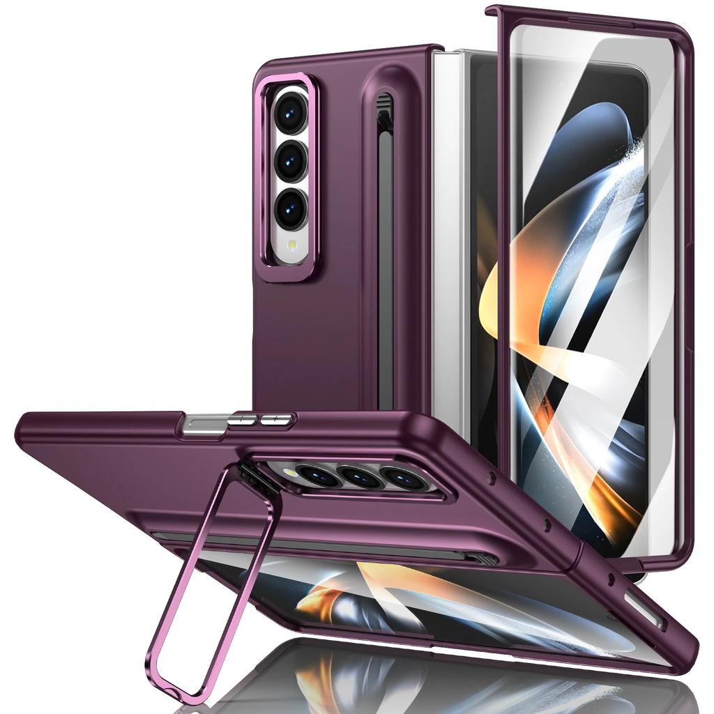 S držákem na stylusové pero Funda pouzdro na telefon pro Samsung Galaxy Z Fold 7 6 5 4 3 Přední sklo Kovový objektiv Stojánek PC Ochranný kryt Capa