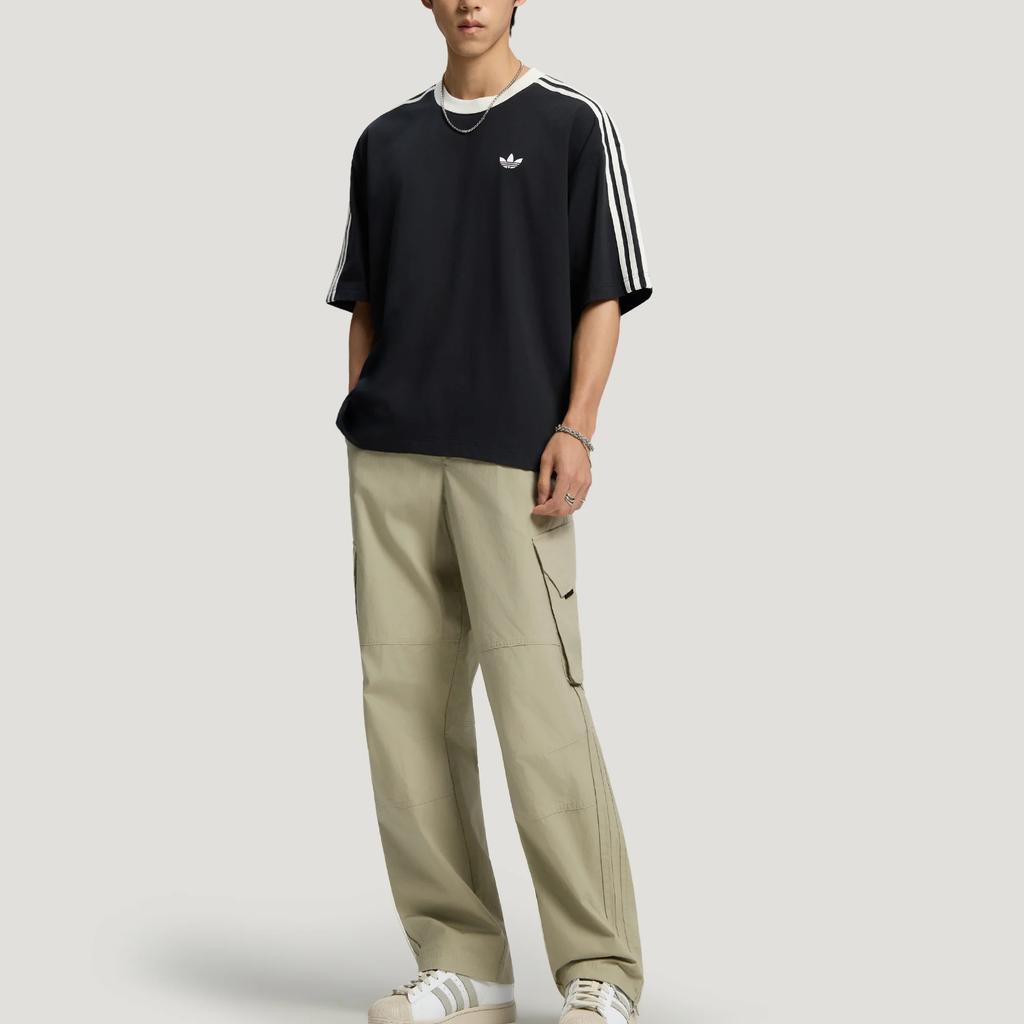 adidas Originals Oversized Cali Cotton Sports Striped Short Sleeve T-Shirt Men Tops KT7778