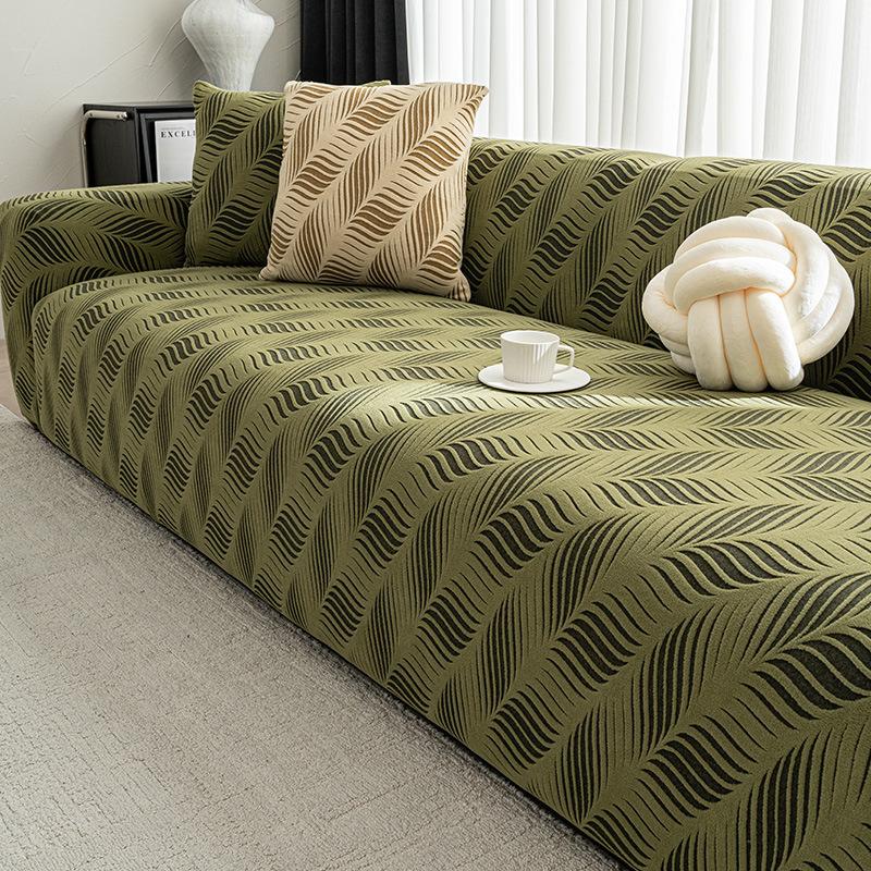 Luxury High Elasticity Sofa Cover Diagonal Leaf Corner Couch Cover For Living Room All-Season Velvet Dust-Proof Home Accessories
