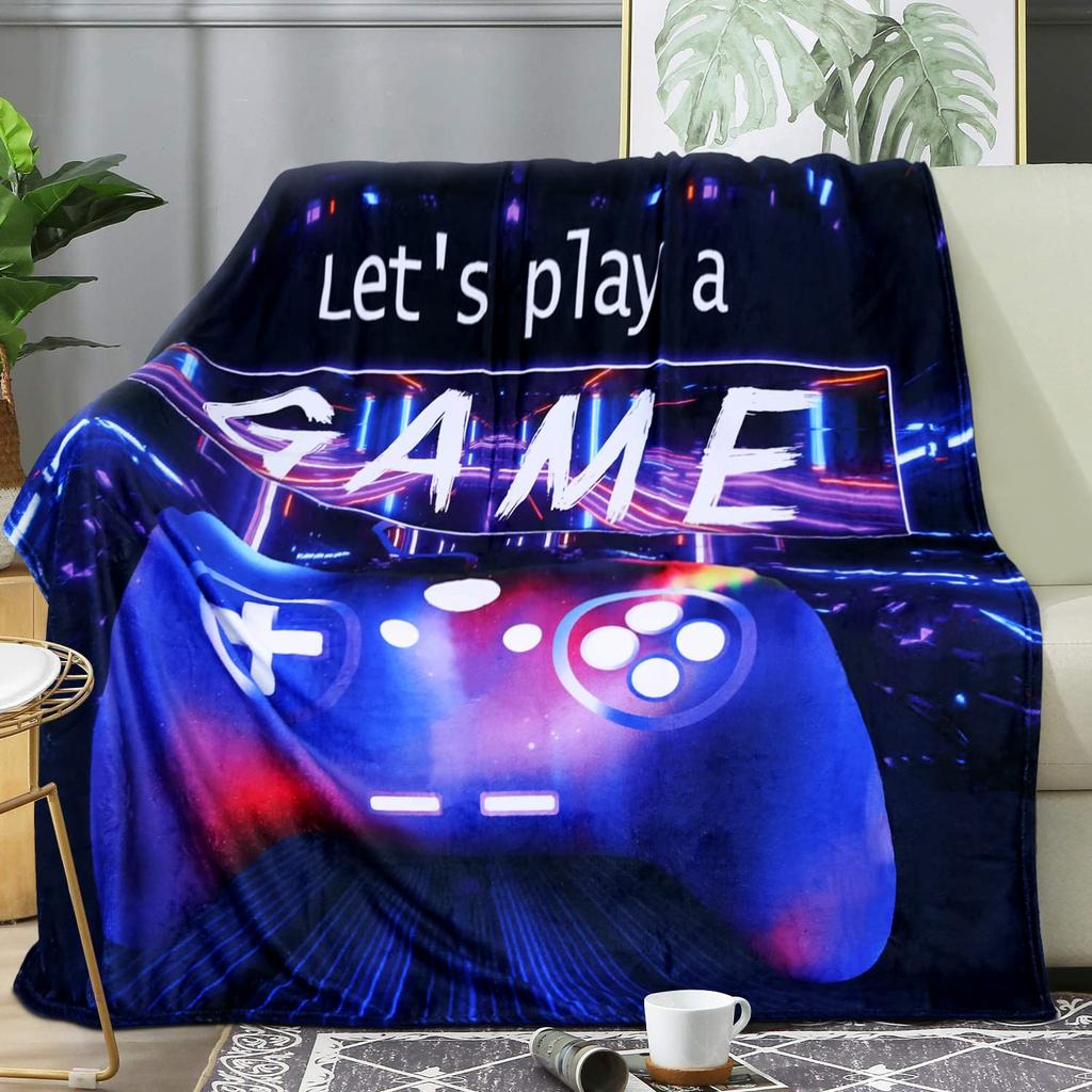 VIKAMA Gaming Wind Cover Blanket Gamepad Gradient Dazzle Color Sofa Blanket Bedroom Blanket Home Four Seasons Blanket