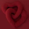 Furry Fabric Cushion for Sofa Lumbar Support Double Heart Love Knots Design PP Cotton Filling Pillow for Valentines Gift